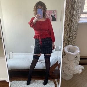 ROMEO JULIET COUTURE BLACK WHITE PLAID SKIRT EXPOSED DIAGONAL ZIPPER